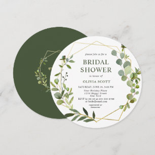 Modern Eucalyptus Geometric Frame Bridal Shower Invitation