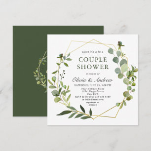 Modern Eucalyptus Geometric Frame COUPLE SHOWER Invitation