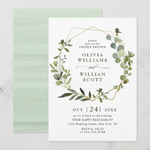 Modern Eucalyptus Geometric Frame COUPLE SHOWER Invitation