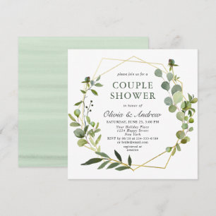 Modern Eucalyptus Geometric Frame COUPLE SHOWER Invitation