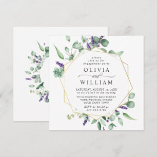 Modern Eucalyptus Geometric Frame ENGAGEMENT PARTY Invitation