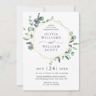 Modern Eucalyptus Geometric Frame ENGAGEMENT PARTY Invitation