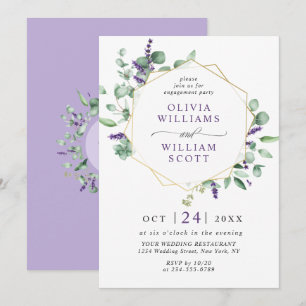 Modern Eucalyptus Geometric Frame ENGAGEMENT PARTY Invitation