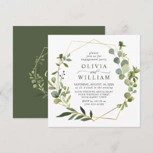 Modern Eucalyptus Geometric Frame ENGAGEMENT PARTY Invitation