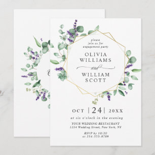 Modern Eucalyptus Geometric Frame ENGAGEMENT PARTY Invitation