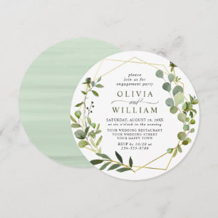 Modern Eucalyptus Geometric Frame ENGAGEMENT PARTY Invitation