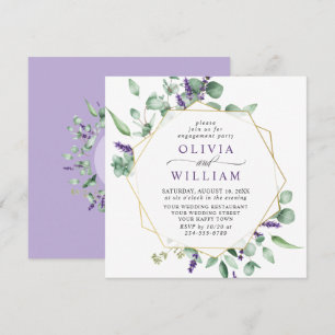 Modern Eucalyptus Geometric Frame ENGAGEMENT PARTY Invitation