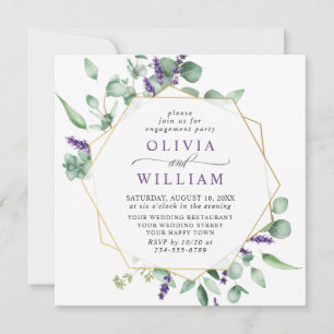 Modern Eucalyptus Geometric Frame ENGAGEMENT PARTY Invitation