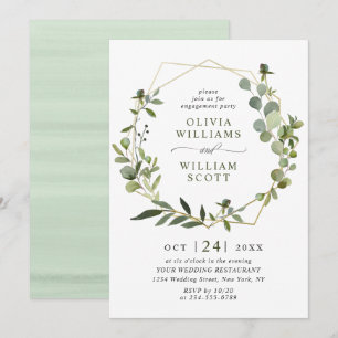 Modern Eucalyptus Geometric Frame ENGAGEMENT PARTY Invitation