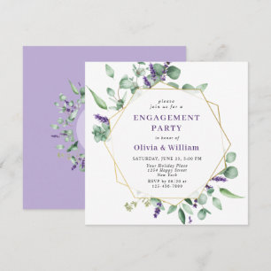 Modern Eucalyptus Geometric Frame ENGAGEMENT PARTY Invitation