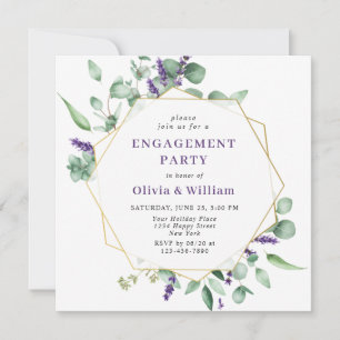 Modern Eucalyptus Geometric Frame ENGAGEMENT PARTY Invitation