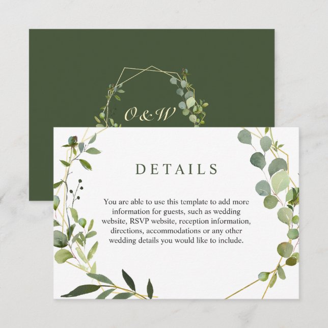 Modern Eucalyptus Geometric Frame Foliage Enclosure Card (Front/Back)