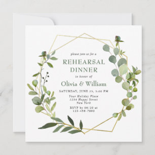Modern Eucalyptus Geometric Frame REHEARSAL DINNER Invitation