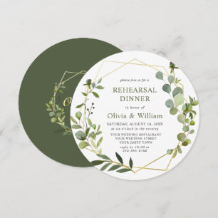 Modern Eucalyptus Geometric Frame REHEARSAL DINNER Invitation