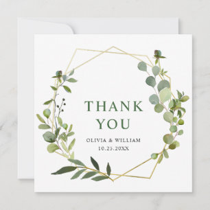 Modern Eucalyptus Geometric Frame Thank You Card