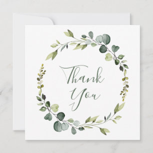 Modern Eucalyptus Geometric Frame Thank You Card