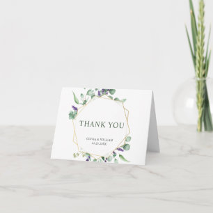 Modern Eucalyptus Geometric Frame Thank You Card