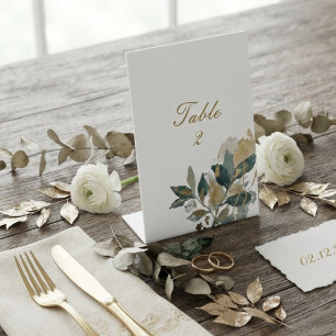 Modern Eucalyptus Gold Foil Botanical Watercolor Pedestal Sign