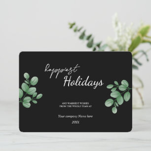 Modern Eucalyptus gold frame Business Holiday Card