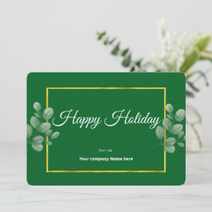 Modern Eucalyptus gold frame Business Holiday Card