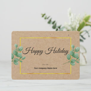 Modern Eucalyptus gold frame Business Holiday Card