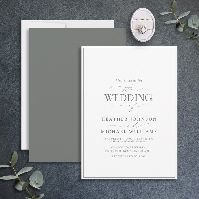 Modern Eucalyptus Green Calligraphy Wedding  Invitation (Creator Uploaded)
