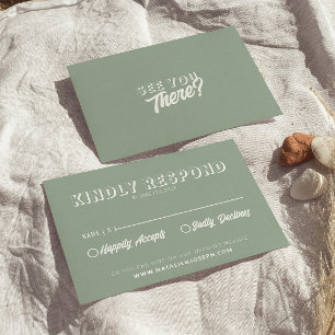 Modern Eucalyptus Green Retro Fun Bold Wedding RSVP Card