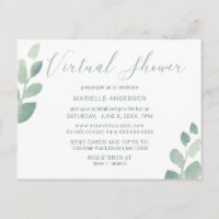 Modern Eucalyptus Green Watercolor Virtual Shower