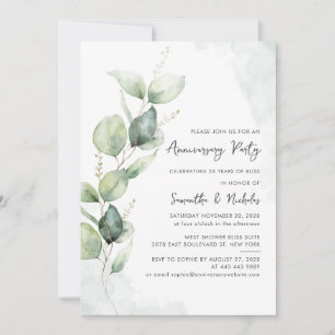 Modern Eucalyptus Greenery Anniversary Party Invitation