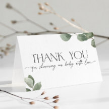 Modern Eucalyptus Greenery Baby Shower Thank You