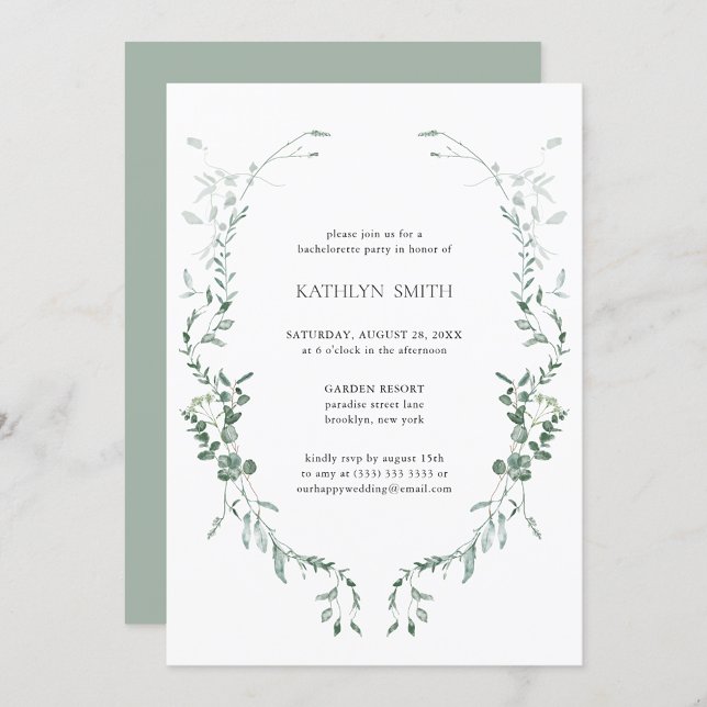 Modern Eucalyptus Greenery Bachelorette Party Invitation (Creator Uploaded)