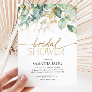 Modern Eucalyptus Greenery Bridal Shower Botanical Invitation