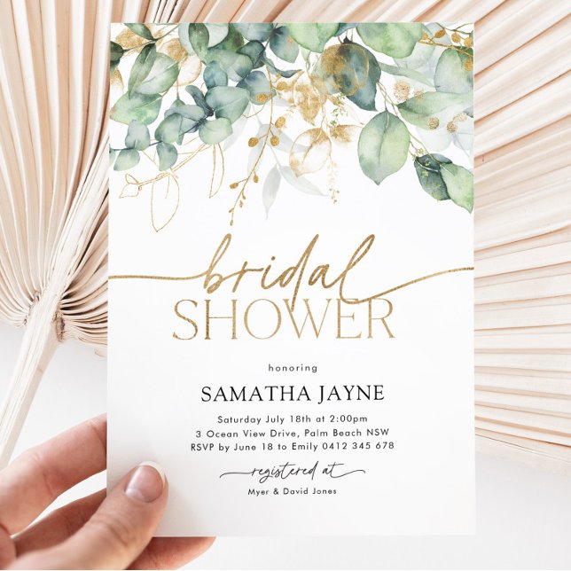 Modern Eucalyptus Greenery Bridal Shower Botanical Invitation (Creator Uploaded)