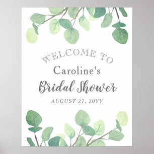 Modern Eucalyptus Greenery Bridal Shower Welcome Poster