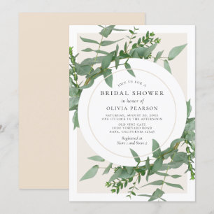 Modern Eucalyptus Greenery Circle Bridal Shower Invitation