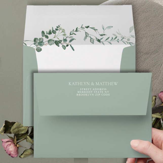 Modern Eucalyptus Greenery Elegant Garden Wedding Envelope (Creator Uploaded)