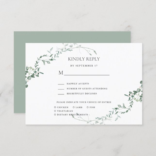 Modern Eucalyptus Greenery Elegant Garden Wedding RSVP Card (Creator Uploaded)