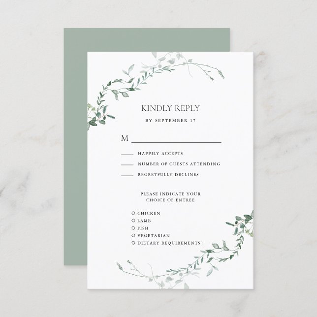 Modern Eucalyptus Greenery Elegant Garden Wedding RSVP Card (Creator Uploaded)