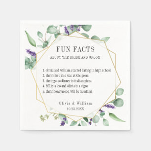 Modern Eucalyptus Greenery Fun Facts Wedding Napkin