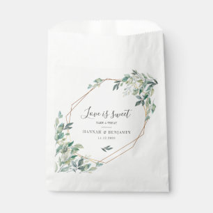 Modern Eucalyptus Greenery Gold Geometric Wedding Favour Bag