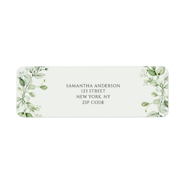 Modern Eucalyptus Greenery Return Address Label (Front)