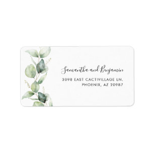 Modern Eucalyptus Greenery Wedding Address Label