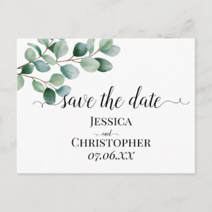 Modern Eucalyptus Greenery Wedding Announcement Postcard