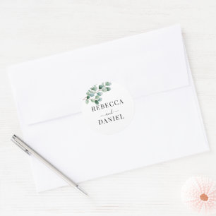 Modern Eucalyptus Greenery Wedding Classic Round Sticker