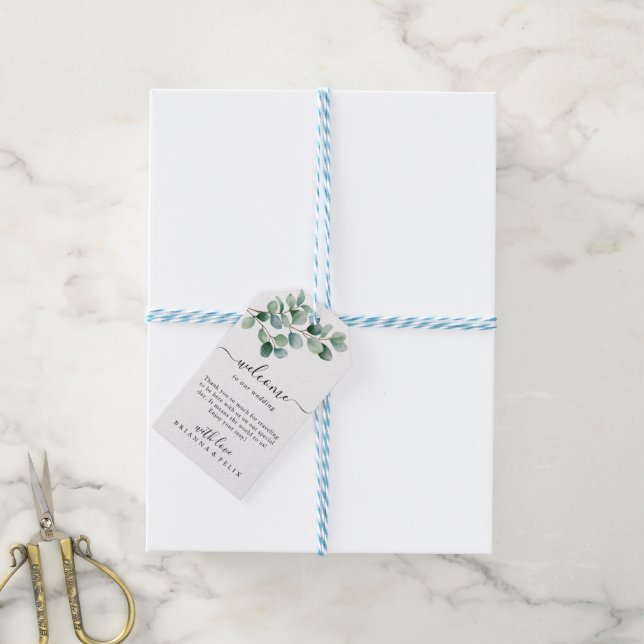 Modern Eucalyptus Greenery Wedding Gift Tags (With Twine)