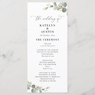 modern eucalyptus greenery wedding program
