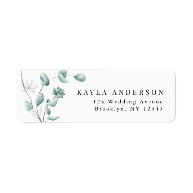 Modern Eucalyptus Greenery Wedding Return Address Label (Front)