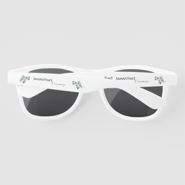 Modern Eucalyptus Greenery Wedding Sunglasses (Back)
