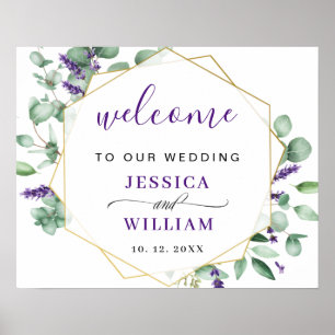 Modern Eucalyptus Lavender WEDDING Welcome Sign
