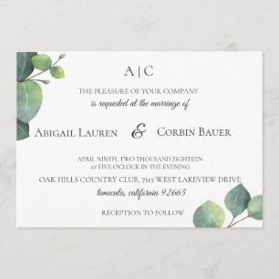 Modern Eucalyptus Leaf Wedding Invitation